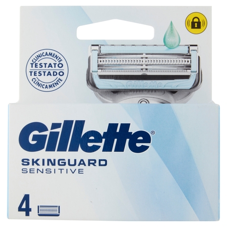 Gillette Lamette Rasoi Uomo SkinGuard Sensitive per Rasoio a 2 Lame, Confezione da 4 Lamette Barba